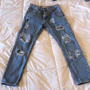 Denim Ripped Mom Jeans